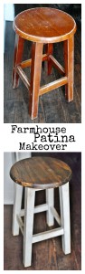 This stool goes from drab to fresh with a farmhouse patina makeover from www.huntandhost.net