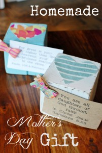 A Homemade Mother's Day gift using a reclaimed 4X4 wood post. Perfect for a picture or memory verse! www.huntandhost.net