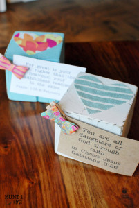 A Homemade Mother's Day gift using a reclaimed 4X4 wood post. Perfect for a picture or memory verse! www.huntandhost.net