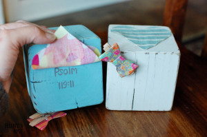 A Homemade Mother's Day gift using a reclaimed 4X4 wood post. Perfect for a picture or memory verse! www.huntandhost.net
