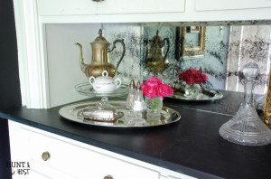Gorgeous Damask Antique Mirror DIY tutorial. Easy steps using Amy Howard's Antique Mirror solutions by www.huntandhost.net