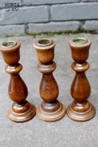 Mismatched thrifted finds turn into a perfect eyeglass holder. Great project for old wooden bowls and candlesticks.