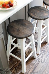 Cheap to chic bar stool makeover. See how quick and easy you can transform projects with a paint sprayer and tent. A paint spray tent provides protection and easy clean up for a messy painter like me.