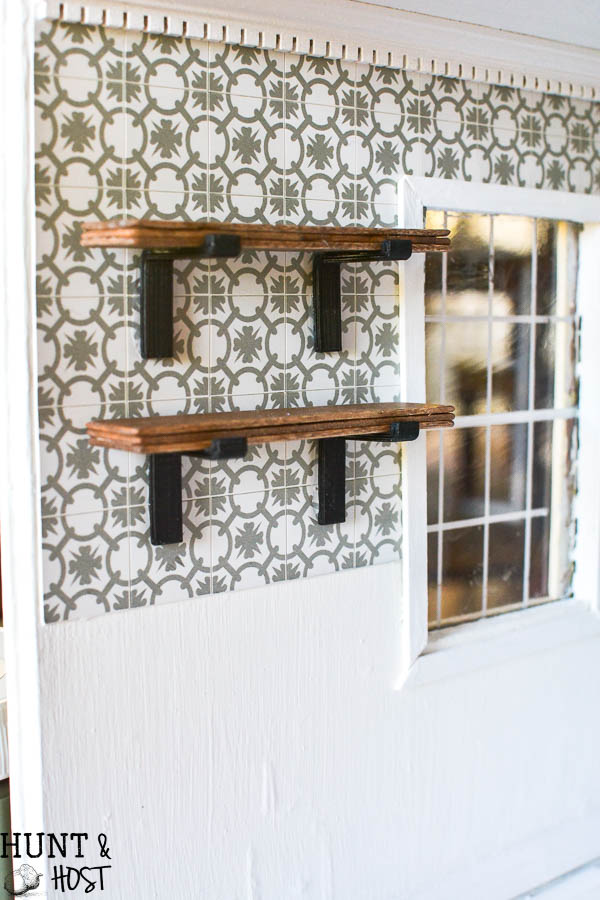 Dollhouse finishes, take a look at miniature trim, casing and mouldings plus DIY dental crown moulding installation. I also added little dollhouse open wood shelving in the kitchen!