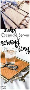 I found these old casserole servers missing their dish at a garage sale. They were so easy to turn into beautiful trays that could be used to organized kitchen counters, a cute nightstand tray, coffee table tray, fruit and cheese tray or serving platter. The possibilities are endless with this easy DIY silver tray makeover!