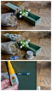 This white tulip wreath for the front door would look great as wall art too. Perfect for your spring decor this upcycled vintage safety deposit box was a unique Round Top Antiques Week find.