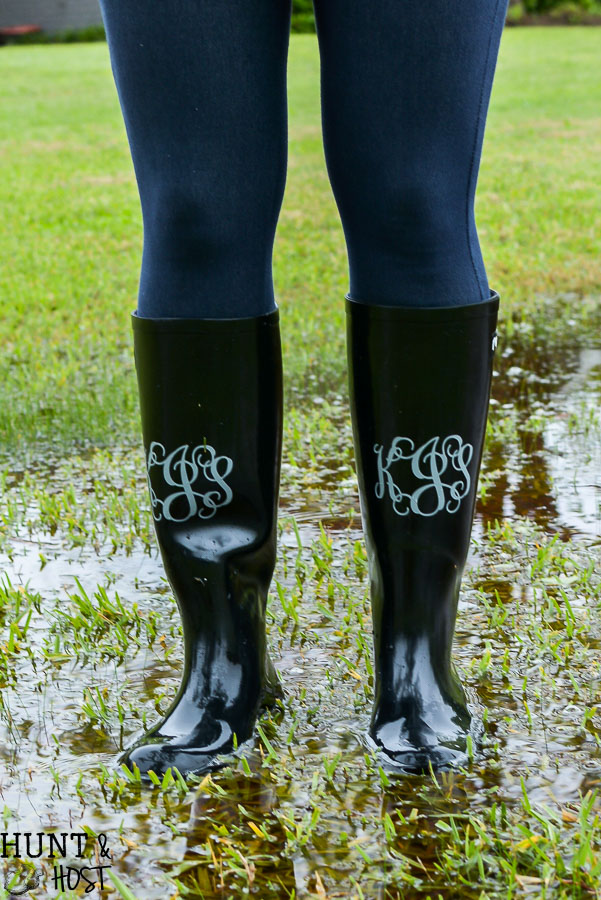 How to make monogram vinyl decals for rain boots and other personalization. Step by step tutorial to make and cut your own monogram vinyl decal.