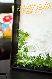 See how to change the color of a gold picture frame and update your old picture frame with a fresh new look. This sweet typography bicycle art is perfect for spring and great inspirational wall art!