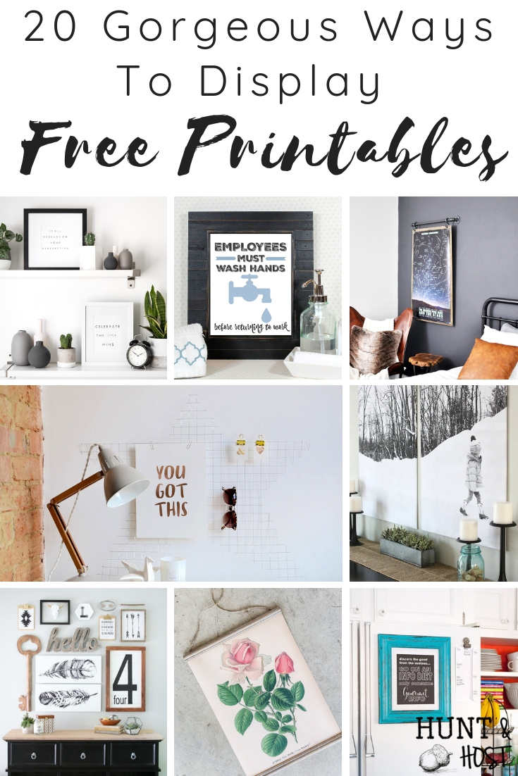 20 ways to display free printables. Wondering what to do with all the free artwork you see on the internet, here are a bunch of ideas to use free prinatbles! #freeprintables #freeartwork #artdisplay #wallart