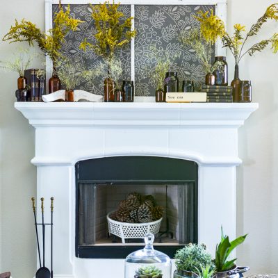 Amber Glass Jar Mantel Decor