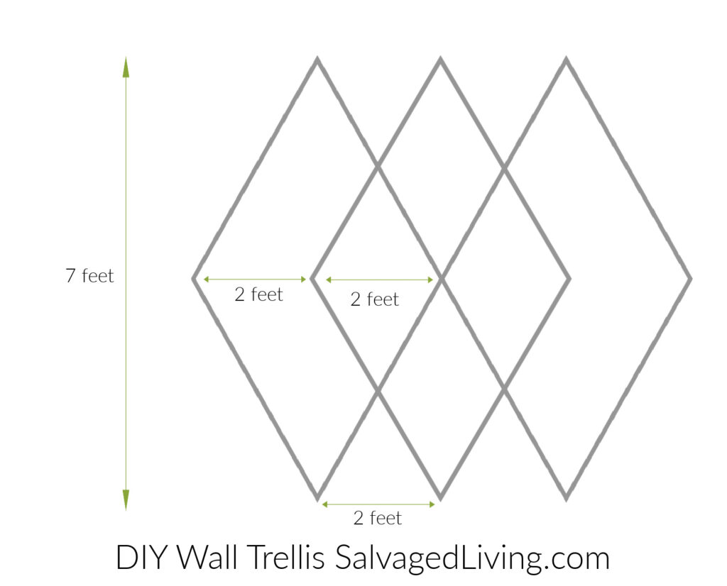 Dimensions for DIY Wall Trellis design on brick wall. 