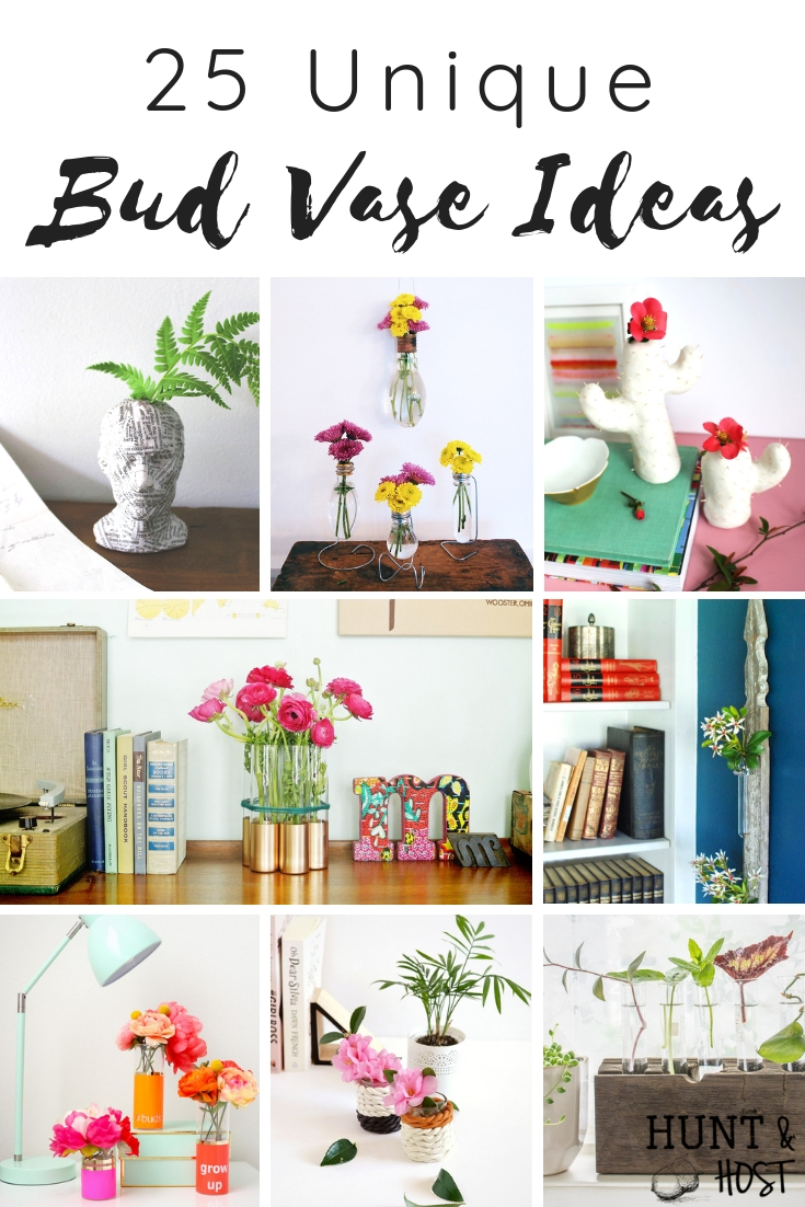 25 Unique bud vase ideas to easily decorate your home with fresh flowers or maybe even faux flowers for a budget friendly way to decorate, especially a small space!! #smallspacedecor #budvaseideas #flowerdecor #easyDIYdecor #smalllivingareaideas
