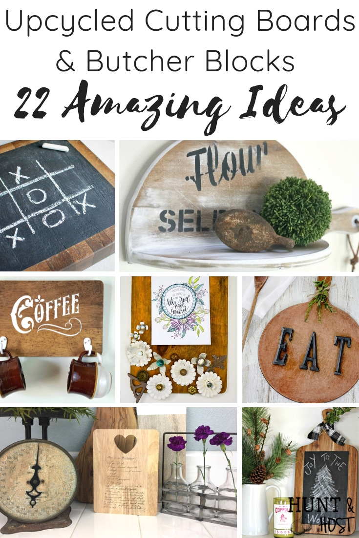 Wonder what to do with old cutting boards and butcher blocks? These DIY upcycled cutting board ideas are perfect for a quick change to your thrifted butcher blocks and old wood boards!