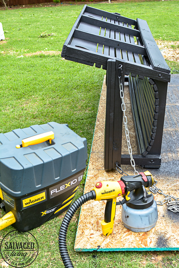 Watch this family heirloom porch swing get a makeover using a paint sprayer. I have some tips for using a paint sprayer that will help you paint your outdoor furniture like a pro! #paintsprayer #goodtips #outdoordecor #paintedfurniture #furniturepainting #porchswing #paintedporchswing #paintliekapro