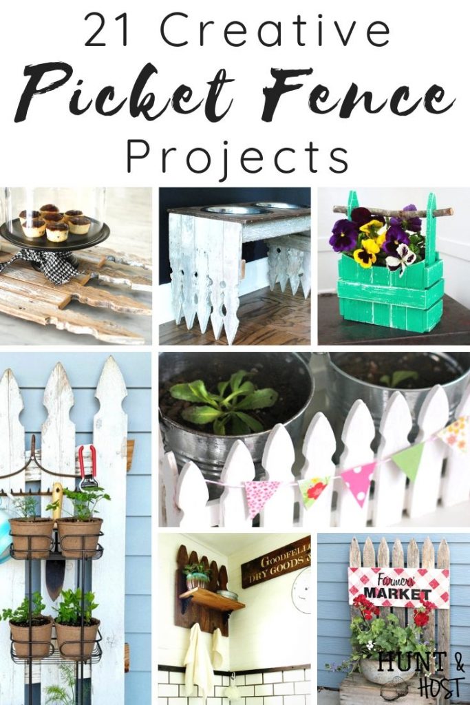 Add picket fence projects to your decor for cute, classic, country, farmhouse decor on a budget! These creative picket fence projects will add instant age and appeal to your home with a budget friendly DIY procetag. #picketfence #DIYfarmhousedecor #budgetdecor #upcycledfenceprojects #easyDIYideas #gardendecor #towelholderideas #DIYanimalaccessories