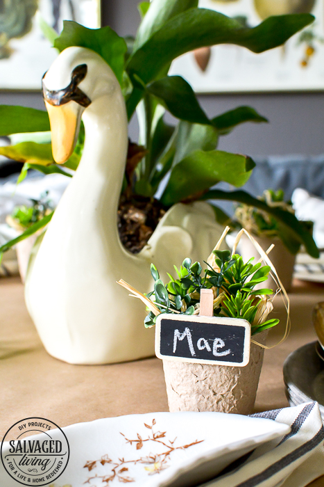 Mix vintage and dollar store finds for the perfect garden tablescape, feel like you are dining at a gorgeous garden party every night and it's inexpensive! #dollarstorediy #dollarstoretable #99centstoreDIY #99centstore #99centstoredecor #vintagegarden #vintagetablesetting #swandecor 