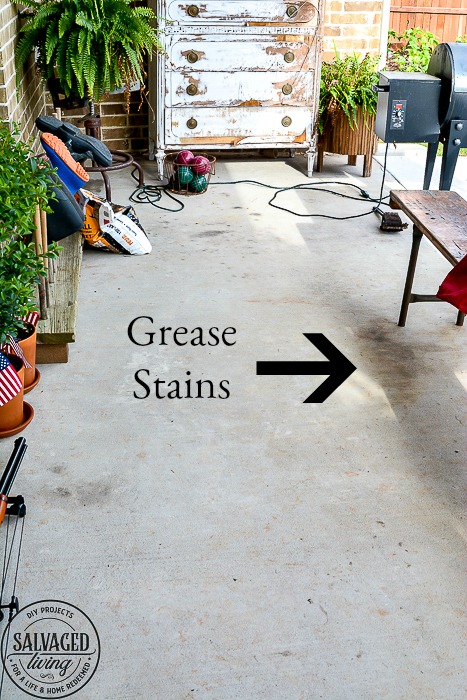 Grab great tips for power washing your concrete patio and getting rid of the paint, stain and dirt stains on your concrete. #pressurewasher #powerwash #cleaningtips #cleanconcrete #springcleaningtips