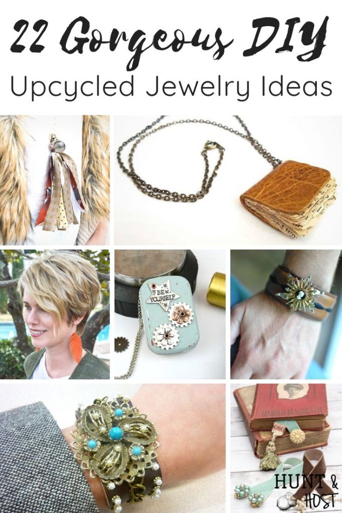 A list of gorgeous upcycled jewelry ideas made from common everyday items you have around your house. Get unique style with these DIY jewelry ideas. #DIYjewelry #upcycle #handmadejewelry #thriftedstyle 