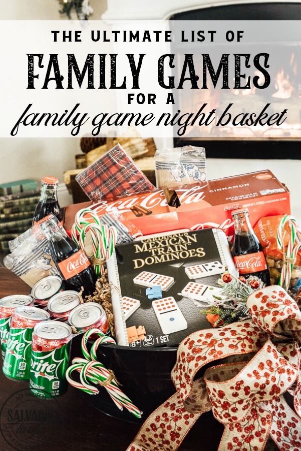 The ultimate list of family games for a family game night gift basket. The perfect gift for a family with tweens and teens plus extra gift ideas to tuck into your basket for the perfect party at home for a family with kids at Christmas. #JoinTheFizztivities #christmasgift #familygamenight #holidaygiftidea #teengift 