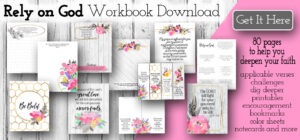 Looking for scripture to help you when you are struggling? This Rely on God workbook journal is perfect to get you digging into the Word of God. With 32 scripture verses to pray on you will feel freedom and joy as you learn to lean on the Lord. Challenge pages, dig deeper, color sheets, bookmarks, note cards, word searches, journal prompts and more await you in this self guided study on Relying on God. #biblestudy #devotionsforwomen #christiandevotional #christianjournal