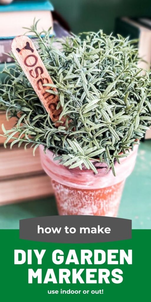 how to make diy herb garden markers for your garden with simple supplies for garden markers that will last inside or out. They make cute farmhouse decor for your indoor potted plants as well. #gardencraft #gardenstake #raisedgardenidea