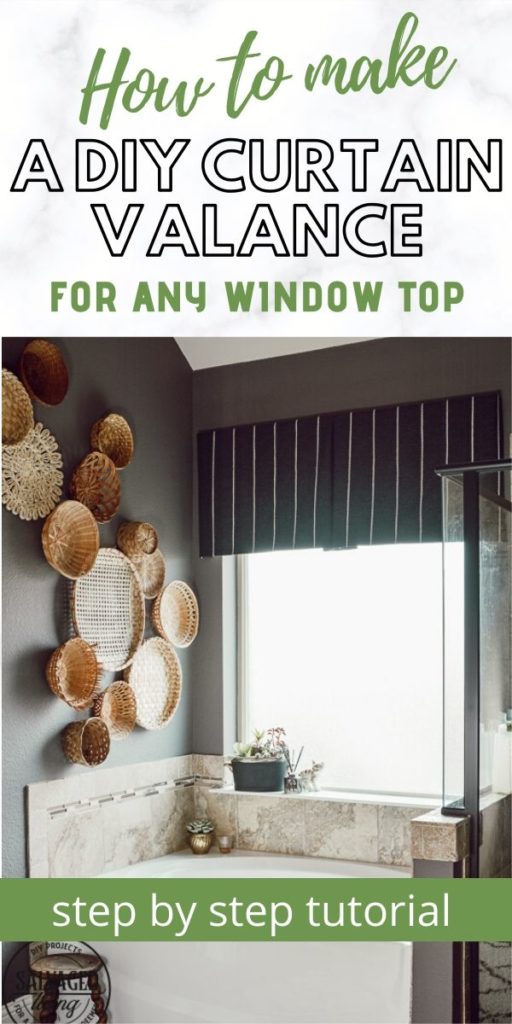 Step by step tutorial on how to make an easy DIY curtain idea! This window valance window topper is great for just about any window and any style decor you have. Make it your own with fun fabric, dropcloth, burlap or any other idea you might have. #curtaintutorial #curtainideas #diycurtain