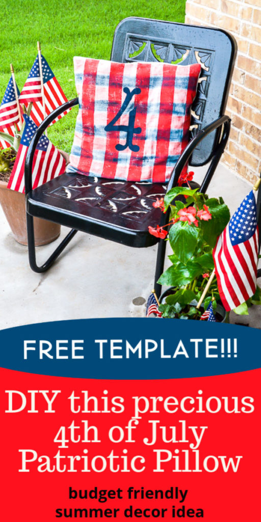 This 4th of July pillow is a cute DIY home decor project you can make for your summer home decor and fourth of July porch. #4thofJulydecor #patrioticdecor #summerDIYidea #freecutfile #freetemplate