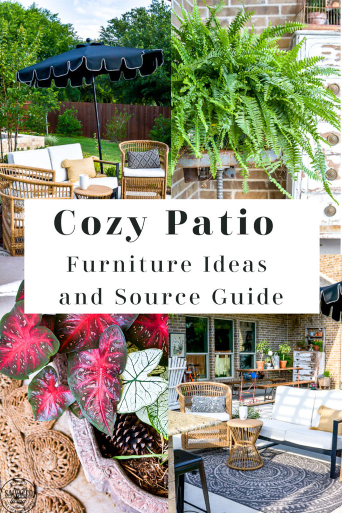 Create a charming and cozy patio area with these gorgeous patio furniture selections. You will love the mix of old and new for a vintage lived in feel for the perfect outdoor living area to your home! #patiofurniture #outdoorliving #cozypatio 