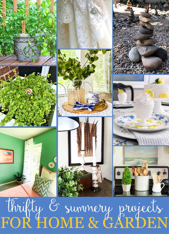 Thrifty home and garden ideas you will love. Easy DIY home decor for budget decorating ideas. #budgetdecor #cheapdecor #thriftedmakeover