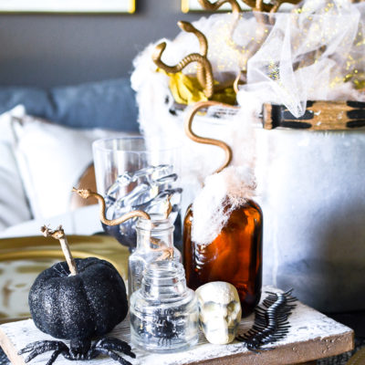 Midas Mansion Halloween Tablescape with Dollar Store Supplies