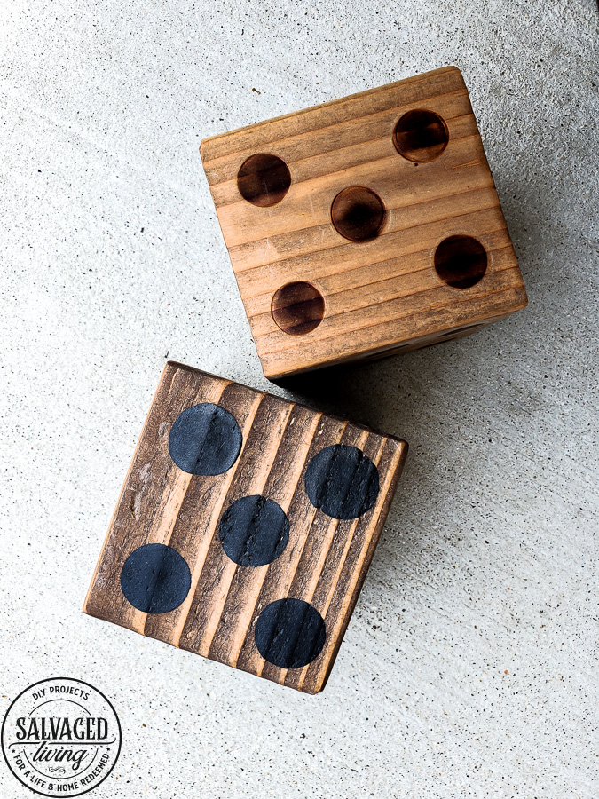 Learn how to make the perfect lawn dice for your outdoor game collection. #gamenight #scrapwood #diygames #outdoorideas