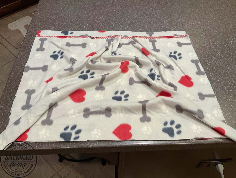 Learn how to make a DIY dig bed with a burrow blanket attached for your small dog. This is the most budget friendly dog bed you will find and my little dog loves to burrow and nest in the blanketed dog bed. #dogbedDIY #nesteddogbed #petburrowbed #DIYpetbed