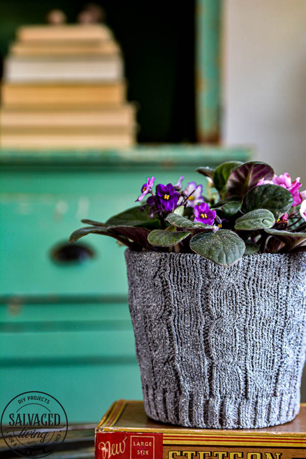Wonder what to do with an old sweater? Try this upcycled sweater and dollar store pot makeover. You won't believe how cute this project turned out! Perfect for a Mother's Day gift or cozy home decor. #DIYproject #mothersday #upcycle #springrefresh #mothersdaygift #pottery #sponsored