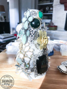 close up of jewelry tree