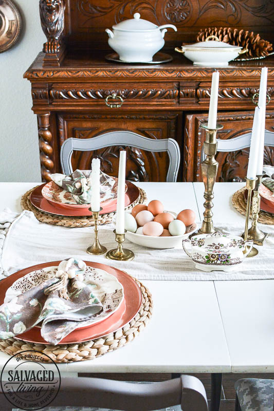 Wood Bead Napkin Rings on dining room tablescape