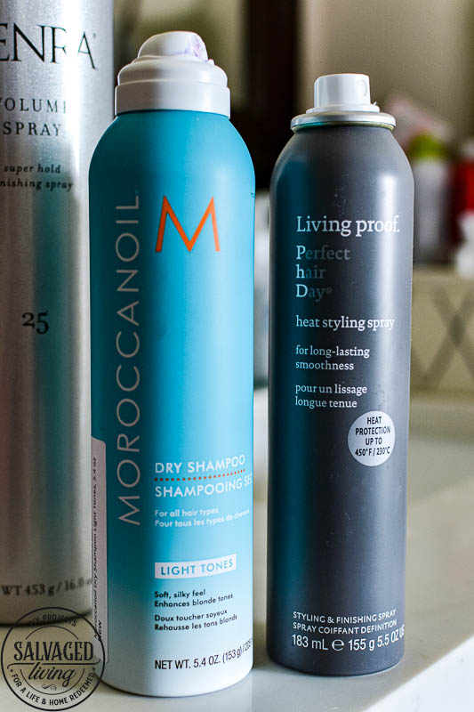 Best hair care products for fin, thin, color-treated hair. These are my favorite hair care products when it comes to shampoo, conditioner, styling and general hair care. This is how I stopped washing my hair everyday and the details on how to wash your hair once a week if it is fine and limp like mine. #haircaretips #finehair #washweeklyhair #dryshampoo 