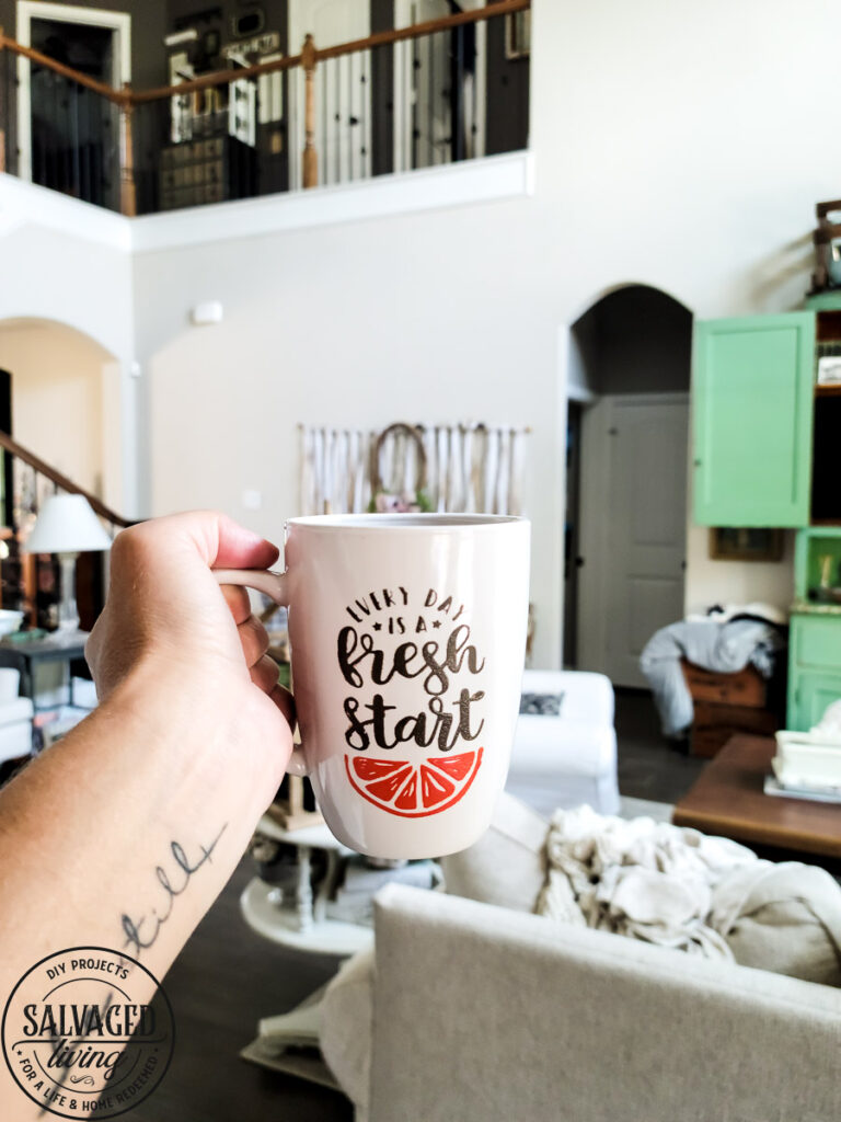 coffee mug stenciled