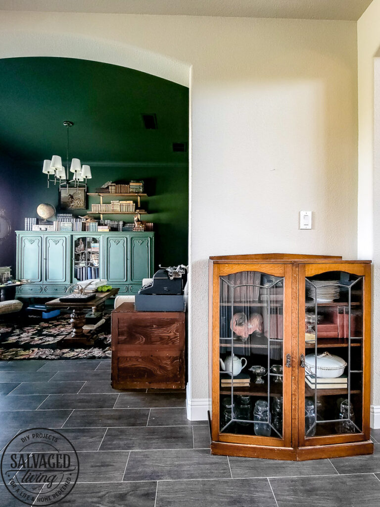 An old antique cabinet gets a transformation makeover with ease, Rust-Oleum's Chalk Finish Spray Paint in Blush Pink adds a soft and sweet touch to my home! See how easy this furniture makeover is with this easy to use spray chalk paint, it makes furniture painting a breeze. #rustoleum #rustoleumimagine #chalkspray #upcycled #upcycledfurniture #sponsored