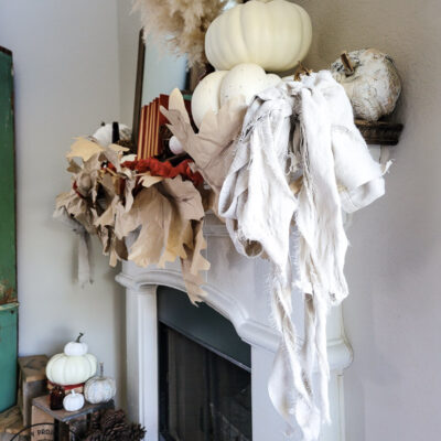 DIY Giant Paper Leaf Garland Fall Mantel