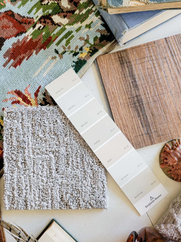Create a mood board to design the room of your dreams! Mood boards have a ton of benefits, I'll walk you through the inspiration behind this vintage design mood board with flooring from Carpet One Floor & Home using their popular flooring choices for 2023. #carpetone #homedecor #interiordesign #flooring #moodboard #vintagedesign #vintagebedroom #vintagedecorideas #vintageinspiration