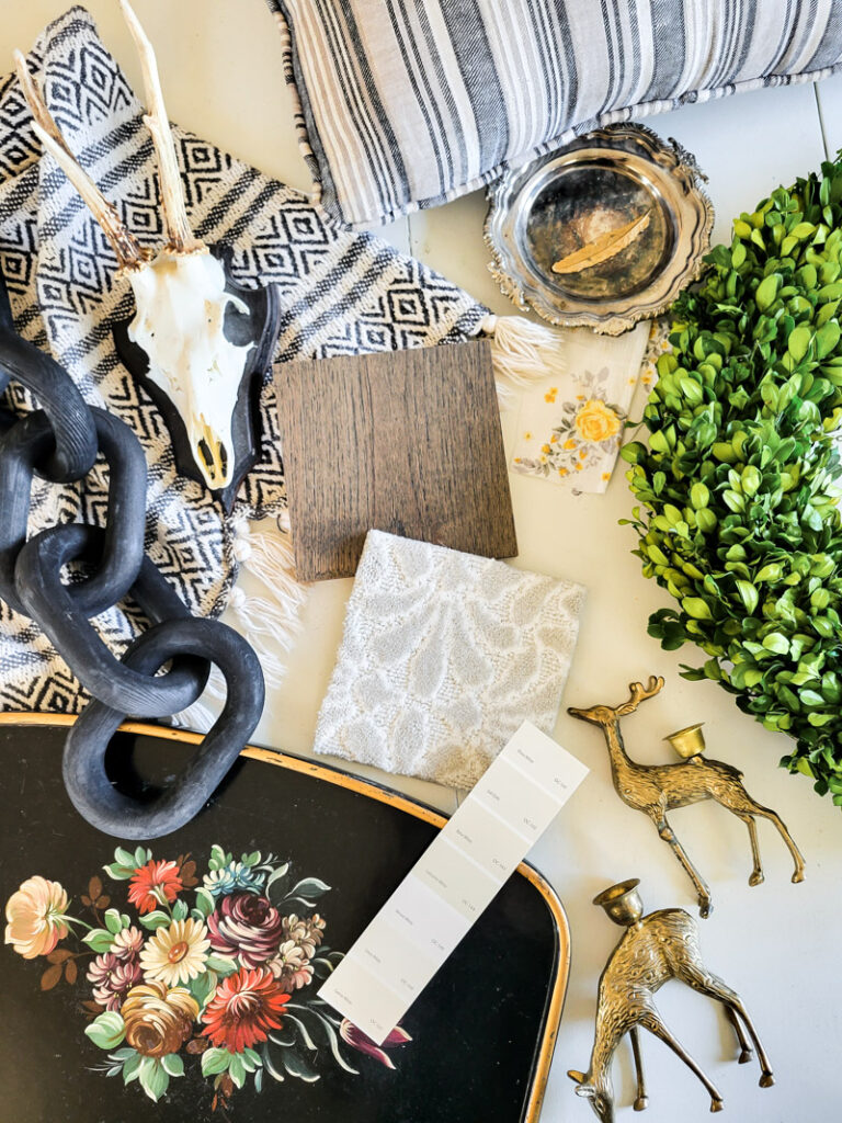 Create a mood board to design the room of your dreams! Mood boards have a ton of benefits, I'll walk you through the inspiration behind this vintage design mood board with flooring from Carpet One Floor & Home using their popular flooring choices for 2023. #carpetone #homedecor #interiordesign #flooring #moodboard #vintagedesign #vintagebedroom #vintagedecorideas #vintageinspiration