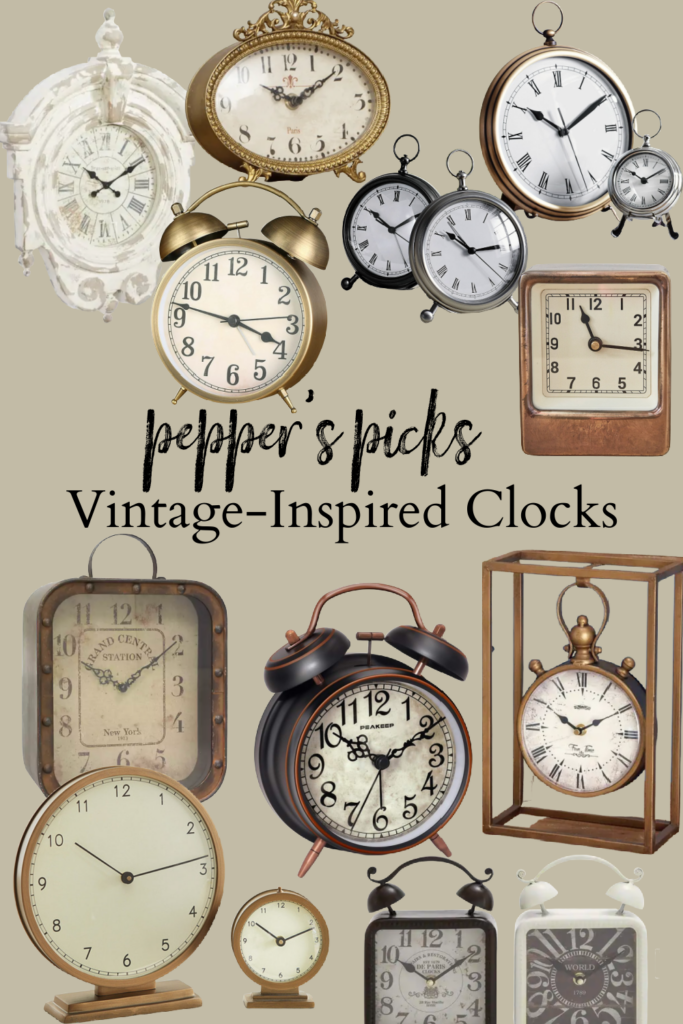 It's easy to add functionality and aesthetic with these vintage-inspired clocks, rounded up right here! #vintageclock #clock #vintageinspiredclock #vintagedecor