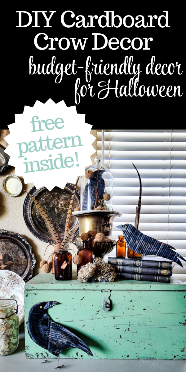 The perfect indoor Halloween decor ideas for you from cardboard!!! The raven pattern is perfect to make free decor for Halloween. If you want to add crows or grackles to your Halloween lineup - go for it because they are incredibly popular Halloween decor this year! SO simple to make this Halloween craft will make your day, plus other indoor Halloween ideas waiting for you! #indoorhalloween #diyhalloween