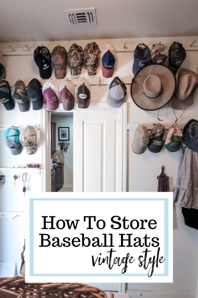 I'm a girl who loves vintage style... even when it comes to how to store baseball hats. If that's your vibe too, SEE THIS! #vintagestyle #hatstorage #baseballhat #baseballhatstorage