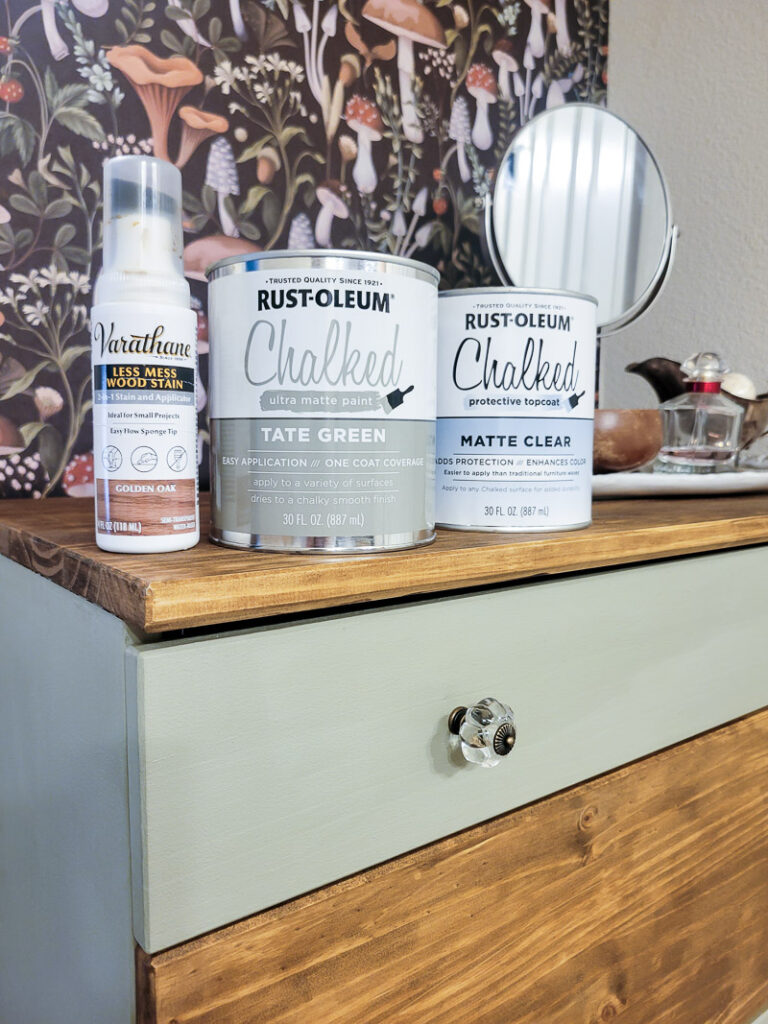 How to update an Ikea Tarver Dresser. This quick and easy Ikea dresser hack will get you an updated, modern look that blends with your vintage style. The perfect paint for an Ikea makeover makes this budget-friendly furniture flip a breeze! Check out my supply list for a fast Ikea update! #ikeatarver #ikeapaintjob #budgetfurniture #budgetstorage