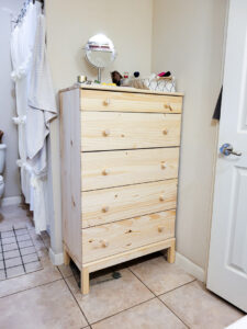 How to update an Ikea Tarver Dresser. This quick and easy Ikea dresser hack will get you an updated, modern look that blends with your vintage style. The perfect paint for an Ikea makeover makes this budget-friendly furniture flip a breeze! Check out my supply list for a fast Ikea update! #ikeatarver #ikeapaintjob #budgetfurniture #budgetstorage