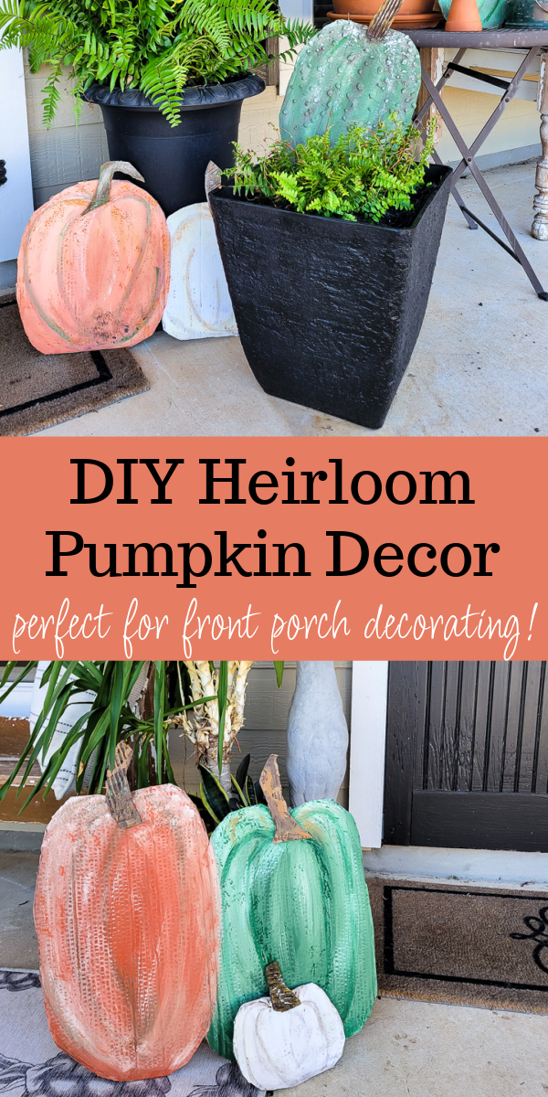 Skip the expensive store-bought heirloom pumpkins this year, let me show you how to make this easy DIY heirloom pumpkin decor! #diyheirloompumpkin #diyfalldecor #fallporch