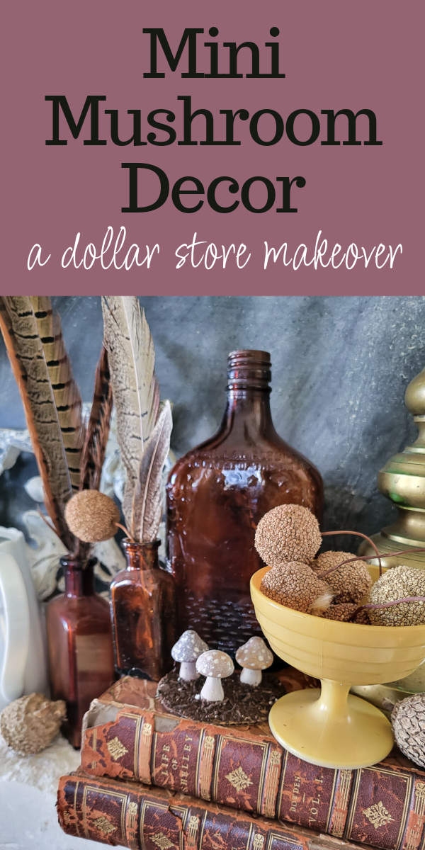 Check out this super easy mini mushroom makeover from a dollar store find. Perfect for little decor accents all over your home! #dollarstorediy #mushroomdiy #dollarstoremakeover