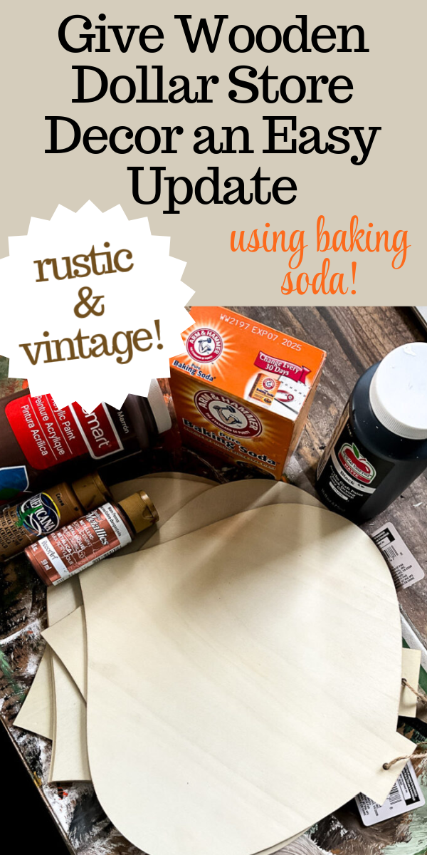 Give wooden dollar store decor an easy update with this quick idea!! Perfect if you love vintage, rustic and elegant on a budget! #dollarstore #christmasdecor #dollarstoremakeover