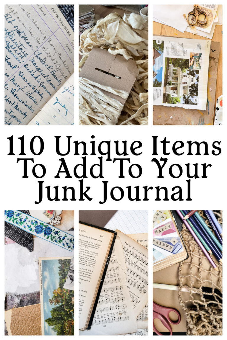 Discover 110 creative junk journal ideas, including vintage ephemera, household items, and unique embellishments to add texture, personality, and charm to your pages!